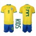 Brasilien Thiago Silva #3 Barnkläder Hemma matchtröja till baby VM 2022 Kortärmad (+ Korta byxor) Billigt